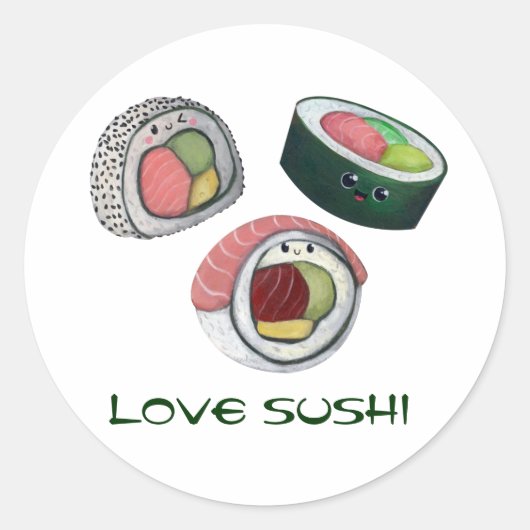 Sticker Rond Love Sushi (Devant)