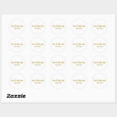 Sticker Rond Love & Thanks Gold Modern Chic Wedding Favoriser (Feuille)