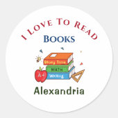 Sticker Rond Love To Read Books Reader Lecture Personnaliser (Devant)