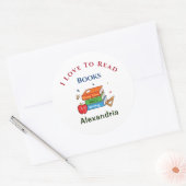 Sticker Rond Love To Read Books Reader Lecture Personnaliser (Enveloppe)
