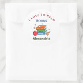 Sticker Rond Love To Read Books Reader Lecture Personnaliser (Sac)