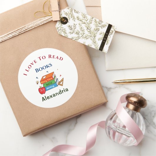 Sticker Rond Love To Read Books Reader Lecture Personnaliser (Cadeaux)