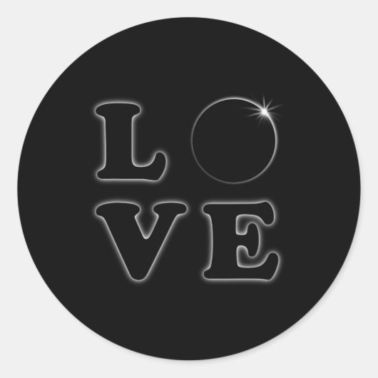 Sticker Rond Love Total Solar Eclipse 04 08 2024 Totalité (Devant)