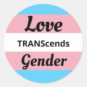 Sticker Rond Love TRANScends Genre - Pride transgenre