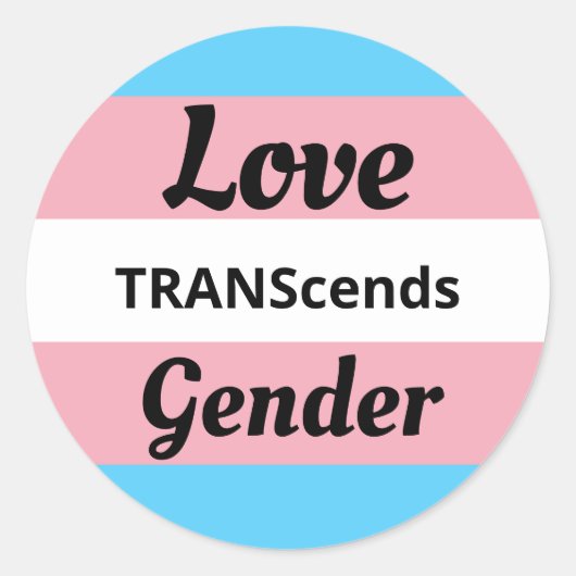 Sticker Rond Love TRANScends Genre - Pride transgenre (Devant)