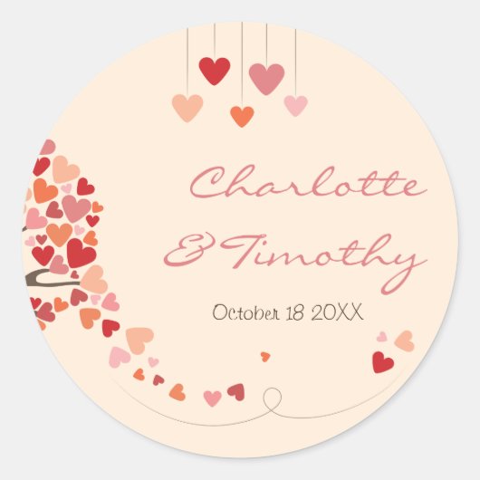 Sticker Rond Love Tree Hearts Mariage (Devant)