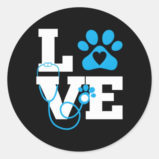 Sticker Rond Love Vet Tech Week Enseignant Pri (Devant)