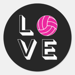 Sticker Rond Love Volleyball Girls Anniversaire Cadeau Graphiqu