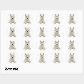 Sticker Rond Love West Highland Terrier Chien chiot blanc (Feuille)