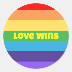 Sticker Rond Love Wins Modern Rainbow Pride lgbt Parfait 4cadea
