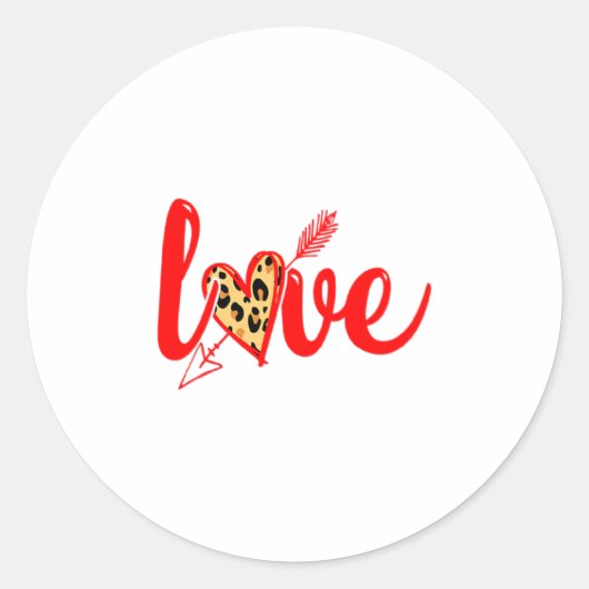Sticker Rond Love With Heart Valentine Day Premium (Devant)