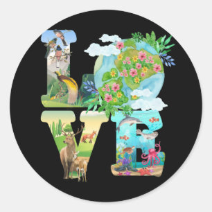 Sticker Rond Love World Jour des terres 2022 Planet De l'enviro