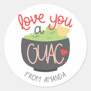 Sticker Rond Love You a Guac pour la Saint-Valentin