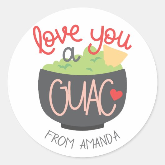 Sticker Rond Love You a Guac Valentine (Devant)