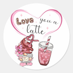 Sticker Rond Love You a Latte Valentines Day