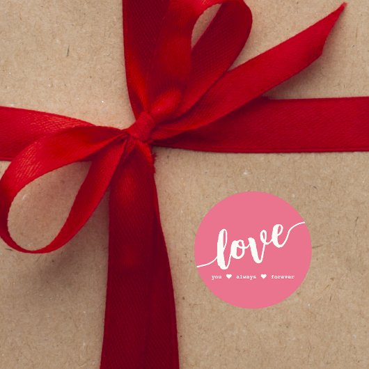 Sticker Rond "Love You Always Forever" Rose