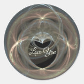 Sticker Rond Love You Blue Orange Heart Fractal (Devant)