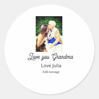 Sticker Rond Love you Grandma photo name love message grandkids