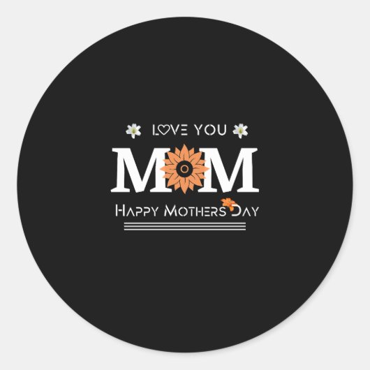 Sticker Rond Love You Maman Design (Devant)