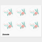 Sticker Rond Love you mom callipraphy floral frame (Feuille)