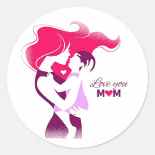 Sticker Rond Love You Mom - Conception de la Fête des Mères mig