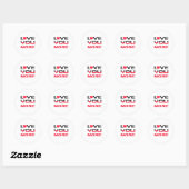 Sticker Rond Love You More Flat Gras Typographie Noir Rouge (Feuille)