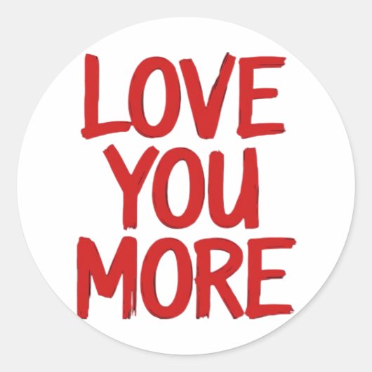Sticker Rond Love You More Minimal Heartfelt Design  (Devant)