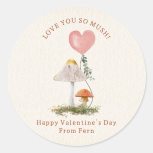 Sticker Rond Love You So Mush Champignons Classroom Valentine