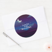 Sticker Rond Love You to the Moon and Back, Blue Indigo (Enveloppe)