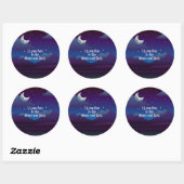 Sticker Rond Love You to the Moon and Back, Blue Indigo (Feuille)