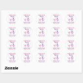 Sticker Rond Lovebirds mariage mignon rose violet (Feuille)