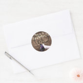 Sticker Rond Lovebirds & String Lights Monogramme Mariage rusti (Enveloppe)