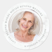 Sticker Rond Loved Beyond Words Missed Beyond Measure Photo (Devant)