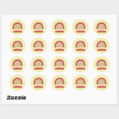 Sticker Rond Lovely Cute Rainbow Heart Merci (Feuille)
