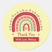 Sticker Rond Lovely Cute Rainbow Heart Merci (Devant)