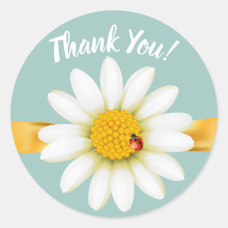 Sticker Rond Lovely Daisy et Ladybug Merci