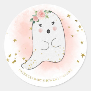 Sticker Rond Lovely Ghost Halloween Baby shower fille
