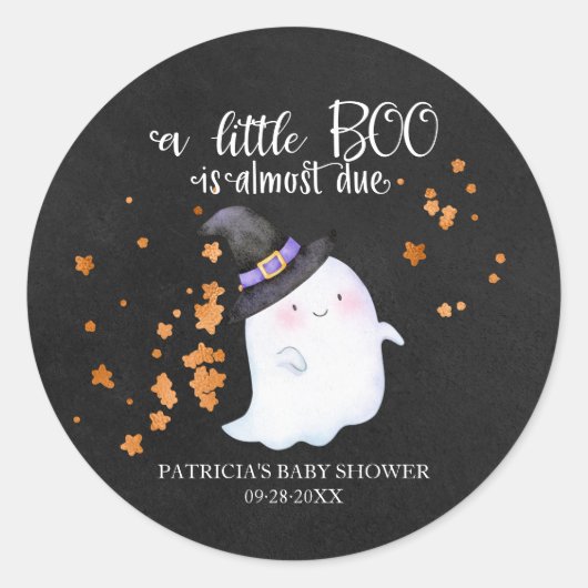 Sticker Rond Lovely Ghost Halloween Baby shower fille (Devant)
