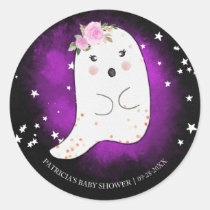 Sticker Rond Lovely Ghost Halloween Girl Baby shower Classic Ro