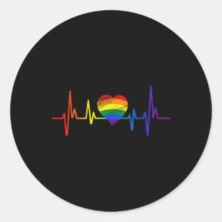 Sticker Rond Lovely LGBT Gay pride Heartbeat Lesbian Gays Love