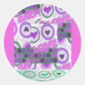 Sticker Rond Lovely Love Heart Motif Art Imprimer (Devant)