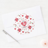 Sticker Rond Lovely Valentine's Day Pattern | Monogrammed (Enveloppe)