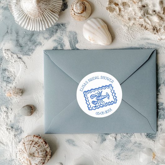 Sticker Rond LoveNotes de Sea Lobster Mariage personnalisé Show
