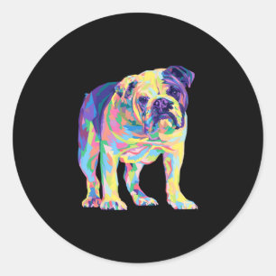 Sticker Rond Lover Gifts Bulldog coloré anglais Bulldog Mens