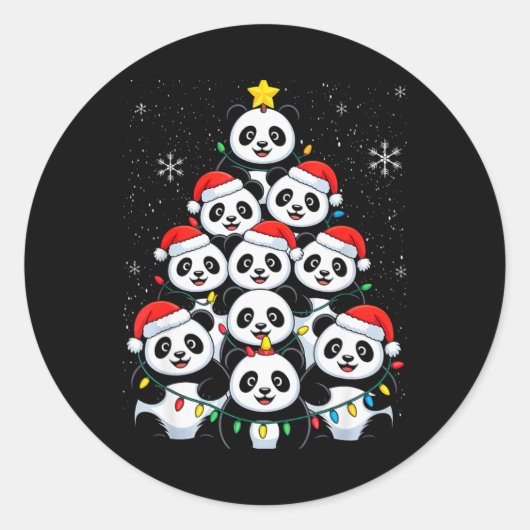 Sticker Rond Lover Xmas Panda Christmas Tree T Shirt  (Devant)