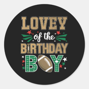 Sticker Rond Lovey Of The Birthday Boy Football Matching Annive