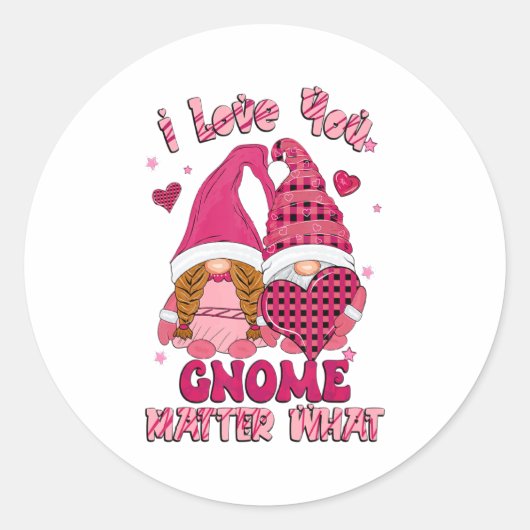 Sticker Rond Loving You Gnome What Buffalo Plaid Valenti (Devant)