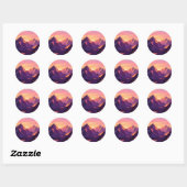 Sticker Rond Low Poly Mountain Sunset Geometric (Feuille)