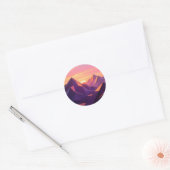 Sticker Rond Low Poly Mountain Sunset Geometric (Enveloppe)