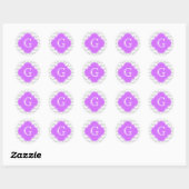 Sticker Rond Lt Grey What Chevron Lilac Quatrefoil Monogramme (Feuille)
